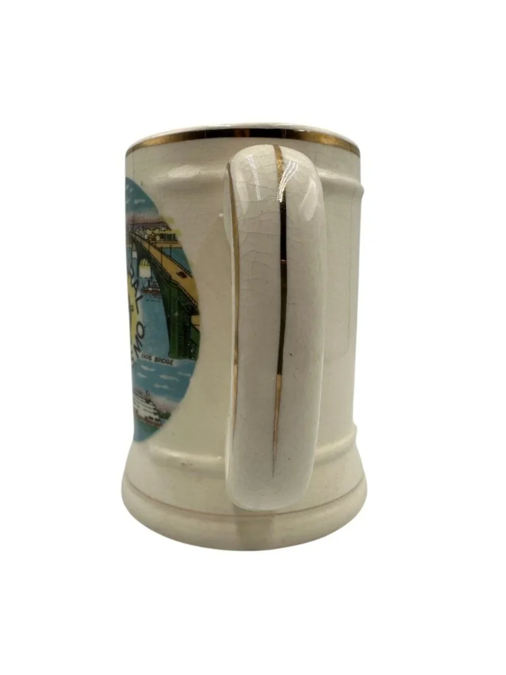 Vintage S.S. Admiral St. Louis MO Souvenir Ceramic Stein Mug Gold Trim Japan